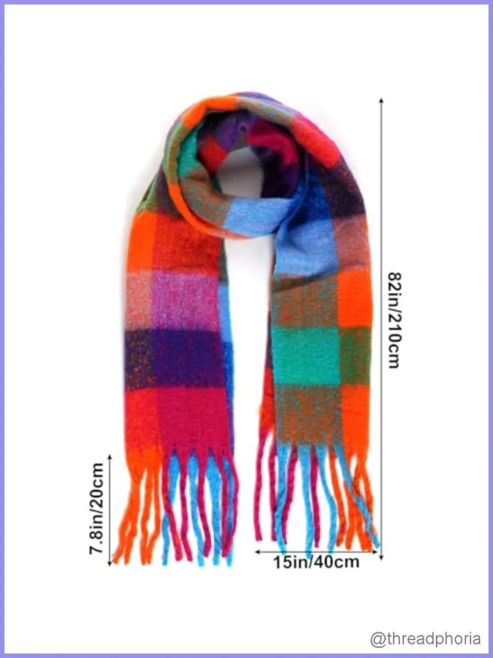 Oversized Chunky Plaid Scarf Wrap Thick Knit Winter Tassel Shawl Blanket Scarf
